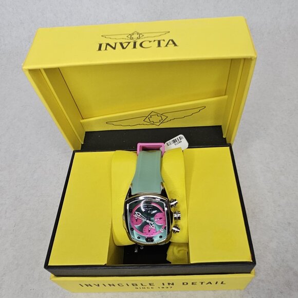 Invicta Puppy Edition Very Rare 36mm Woman's Watch 36968 Pink & Teal Blue w Box
